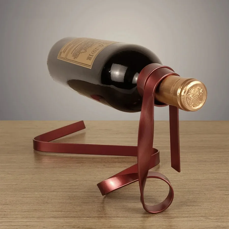 Home Bar Shelf - Colorful Ribbon Iron Wine Bottle Holder