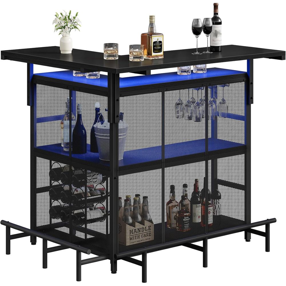 Home Bar And Cabinet - Home Bar Unit, L-Shaped Bar Table