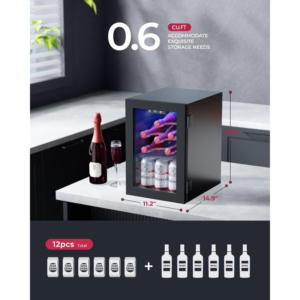 24 Can Mini Fridge, 0.6 Cu.Ft  - огляд і ціна Home Bar Shelf
