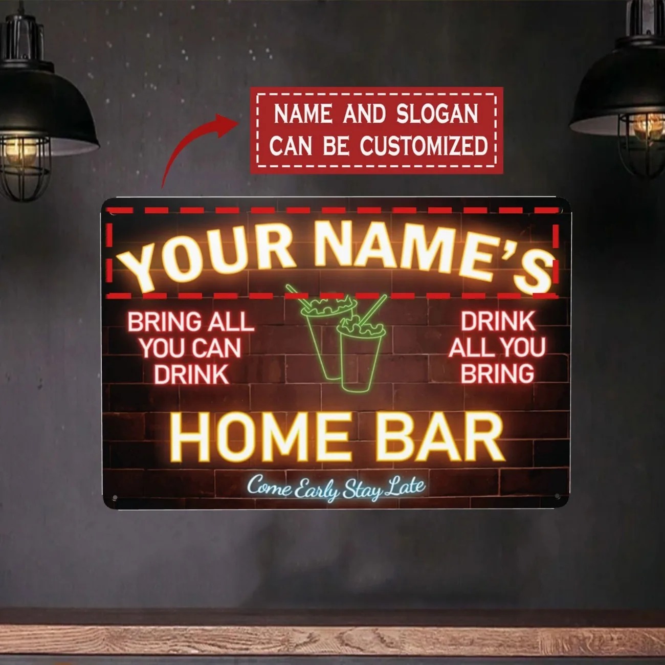 Custom Name Text Metal Sign Ho - огляд і ціна Home Bar Signs