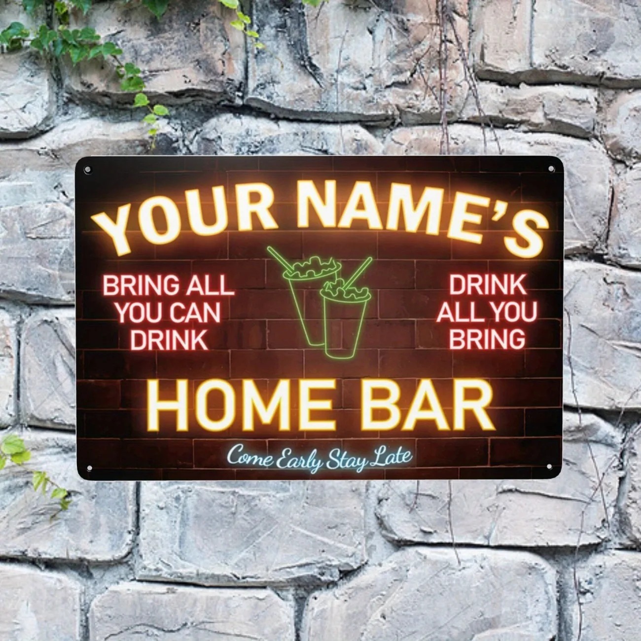 Custom Name Text Metal Sign Ho - огляд і ціна Home Bar Signs