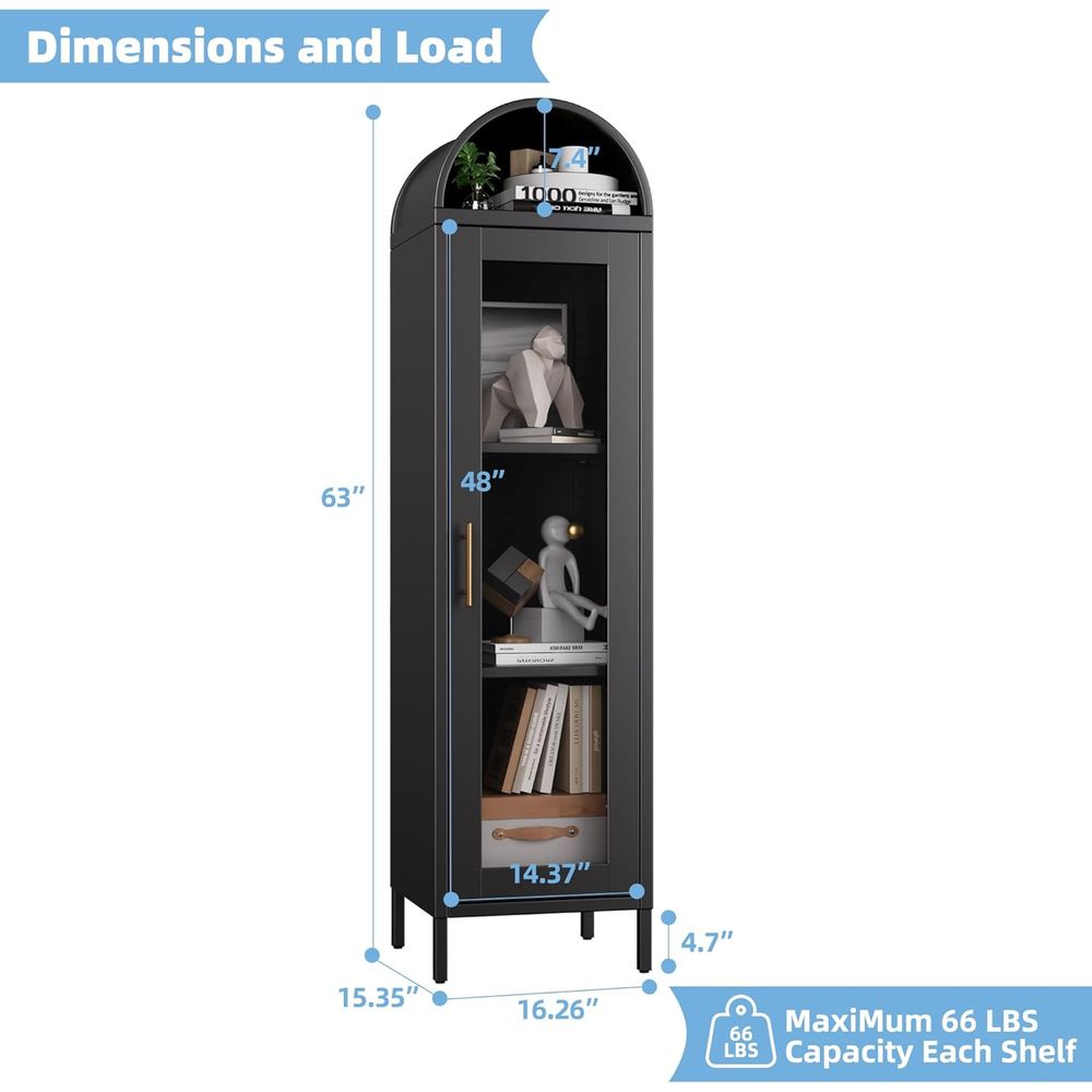 Black Metal Arched Glass Door  - огляд і ціна Home Bar And Cabinet