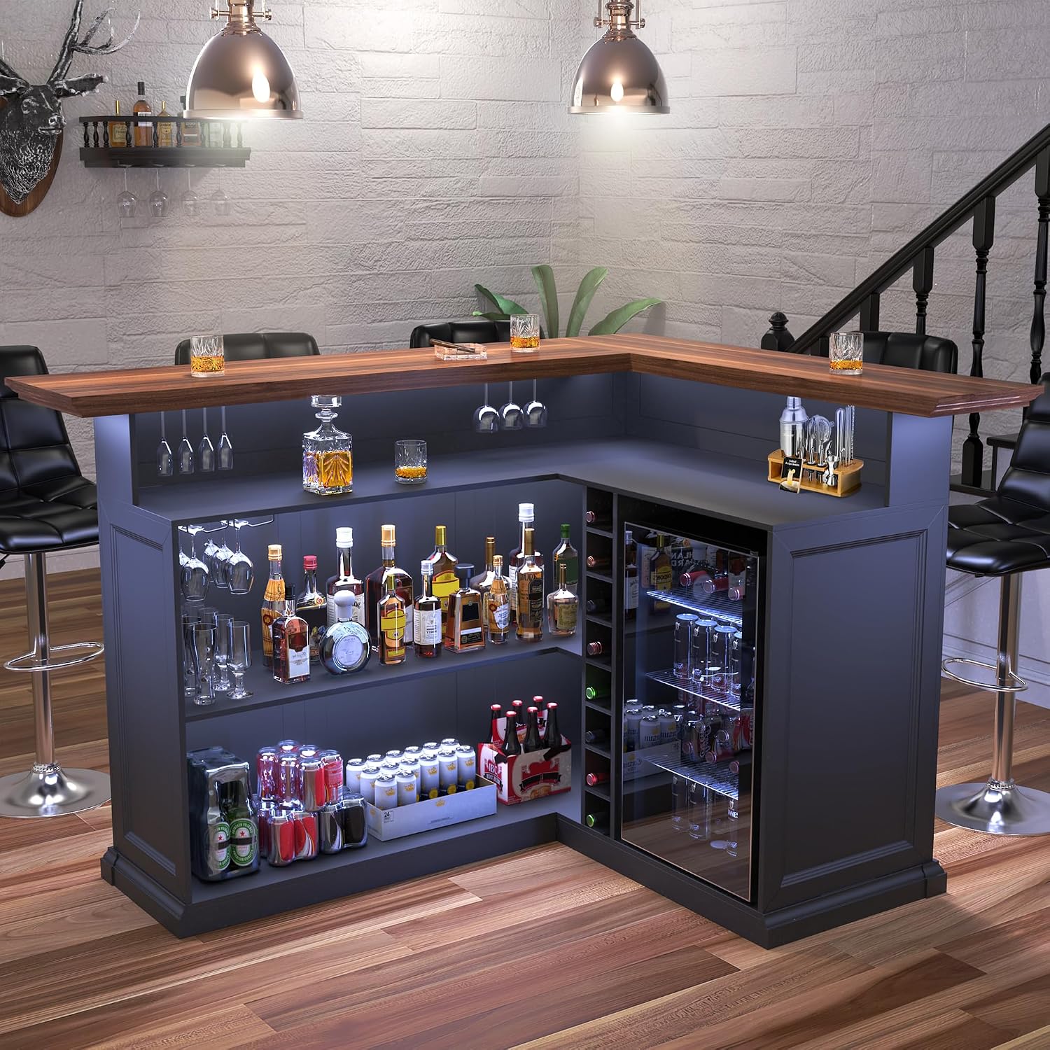 L-Shaped Home Bar Cabinet with - огляд і ціна Home Bar And Cabinet